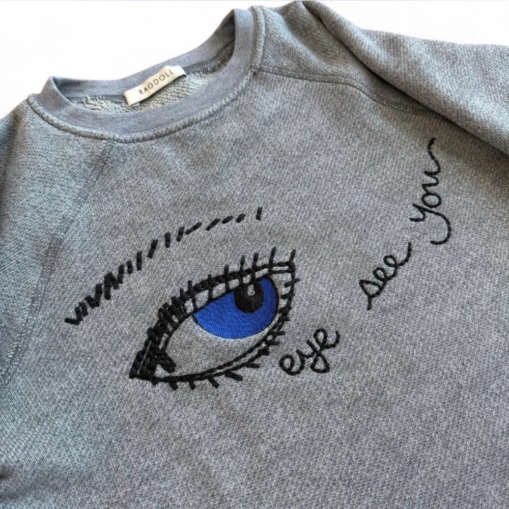 Ragdoll LA Blue Graphic Eye Sweater “Eye See You” Women XS - Picture 3 of 6